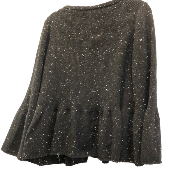 Stella McCartney black speckled cardigan sweater peplum flare cuff L ITA… - Picture 5 of 7